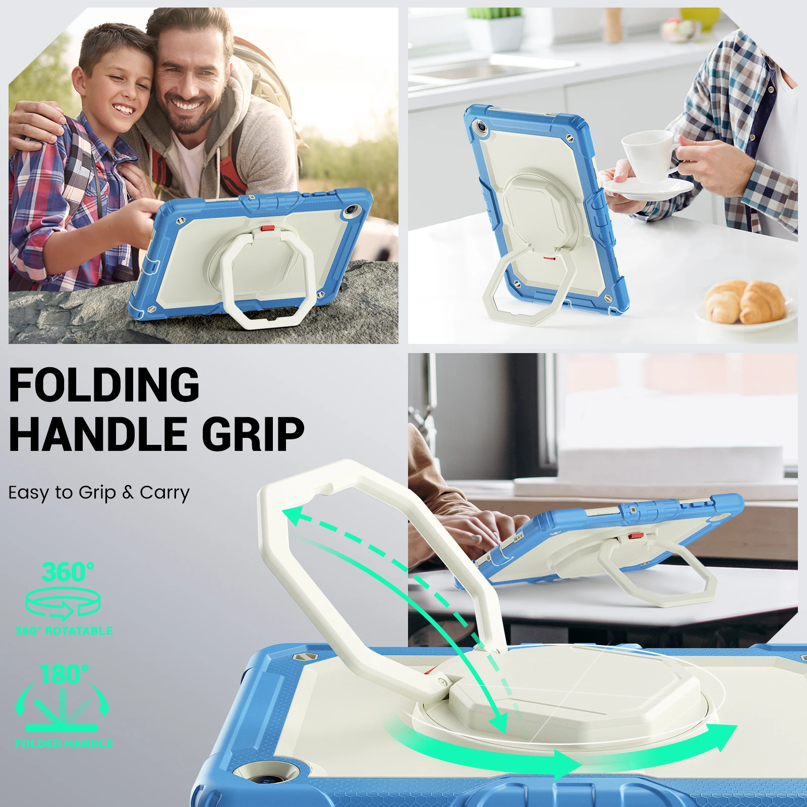 Handle Grip Case Universal For Samsung Galaxy Tab A11 A9 Plus 11.0 inch SM-X230 X236 X210 X215 X216 X218 Rotating Stand Cover