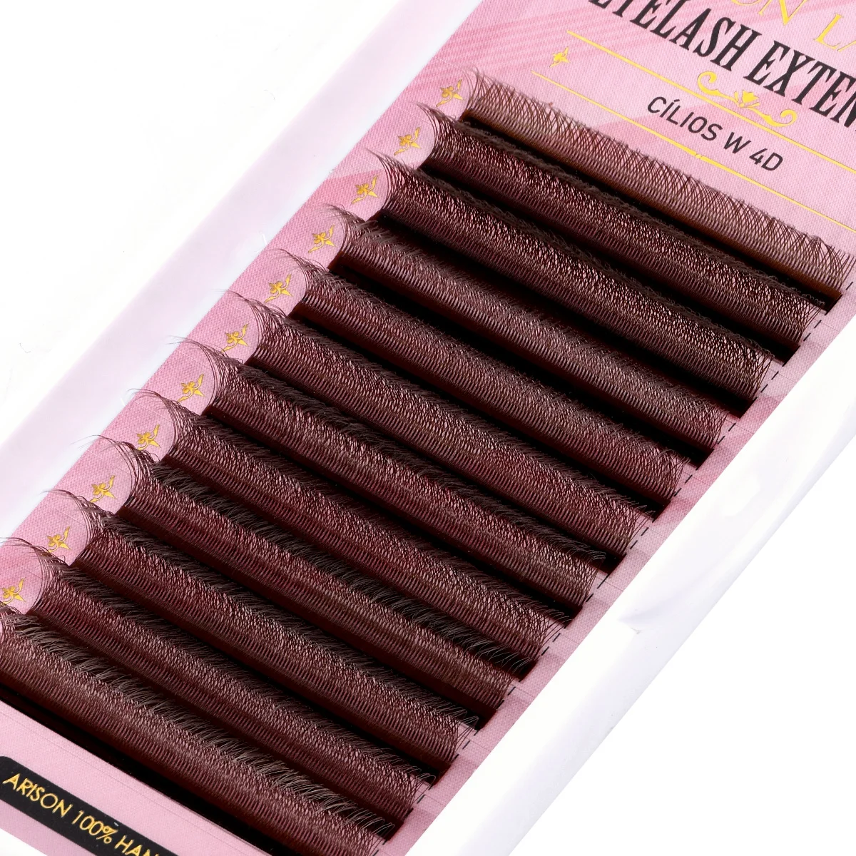 أريسون براون 4D واط رمش تمديد الطبيعية الفردية فو المنك جلدة أعلى جودة W4D حجم مسبق الصنع مروحة العين لاش لصالون