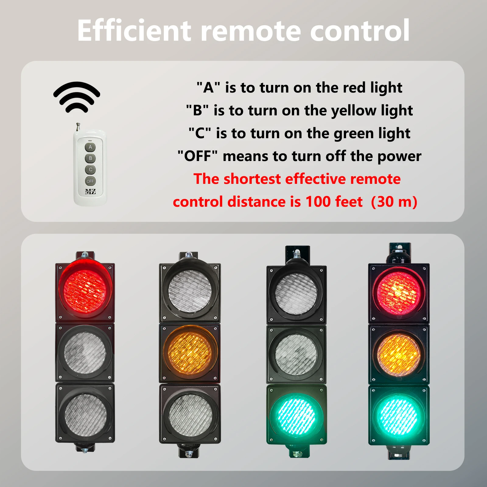 Semáforo 100mm(4 polegadas) AC85-265V Kit de luz de trânsito/parada/go, caixa de pc à prova d'água IP65 (103 controle remoto (sem bateria)