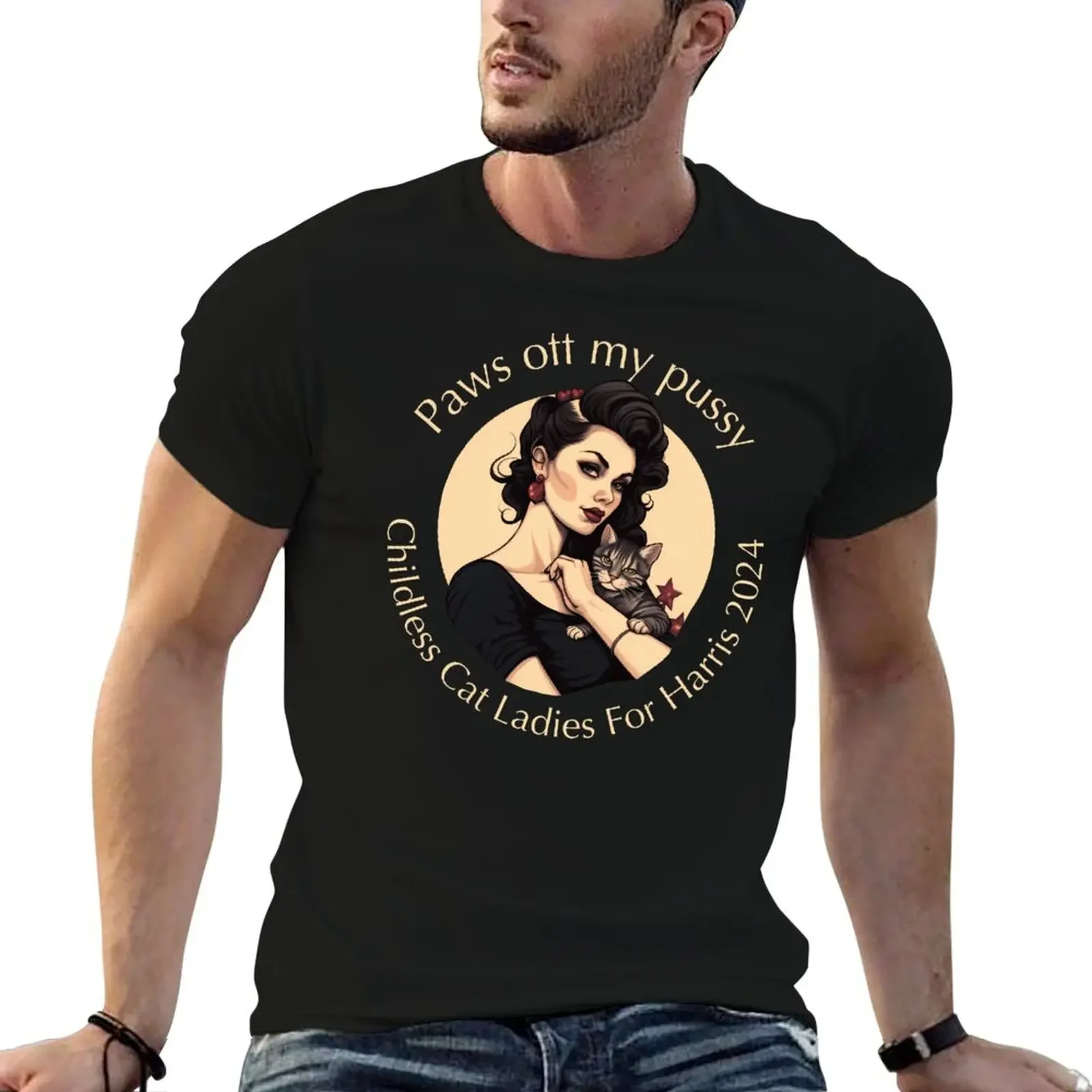 Paws off my pussy T-Shirt plus sizes plain mens t shirts casual stylish