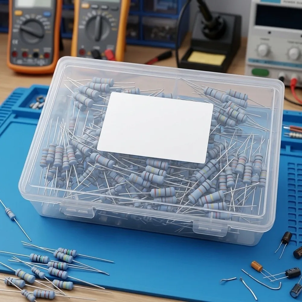 5W Carbon Film Resistor Collection 300 pcs 60 Types 820K 4-Band Color Coding 24x8mm Dimensions for Engineering Use
