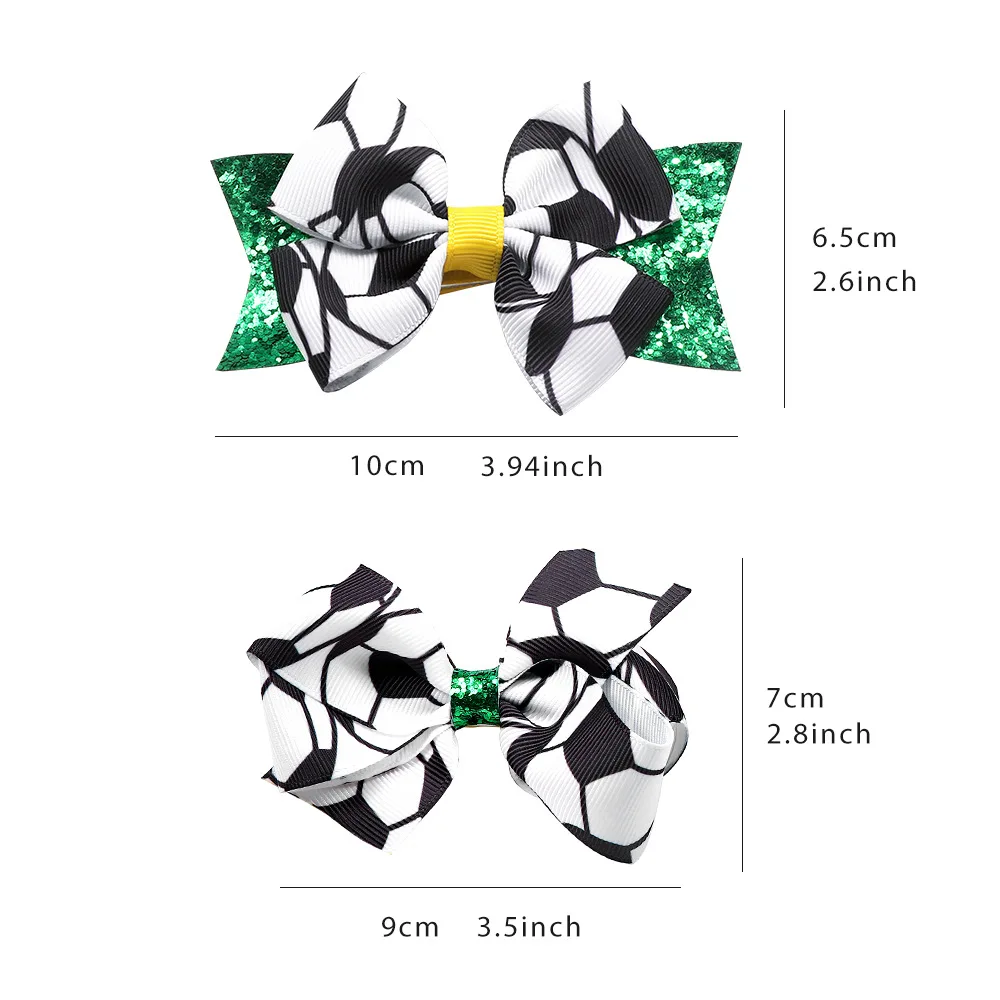 40 pcs/lot, Football Printed Grosgrain Ribbon Bow Hair Clips For Kids Girls Hair Accessories