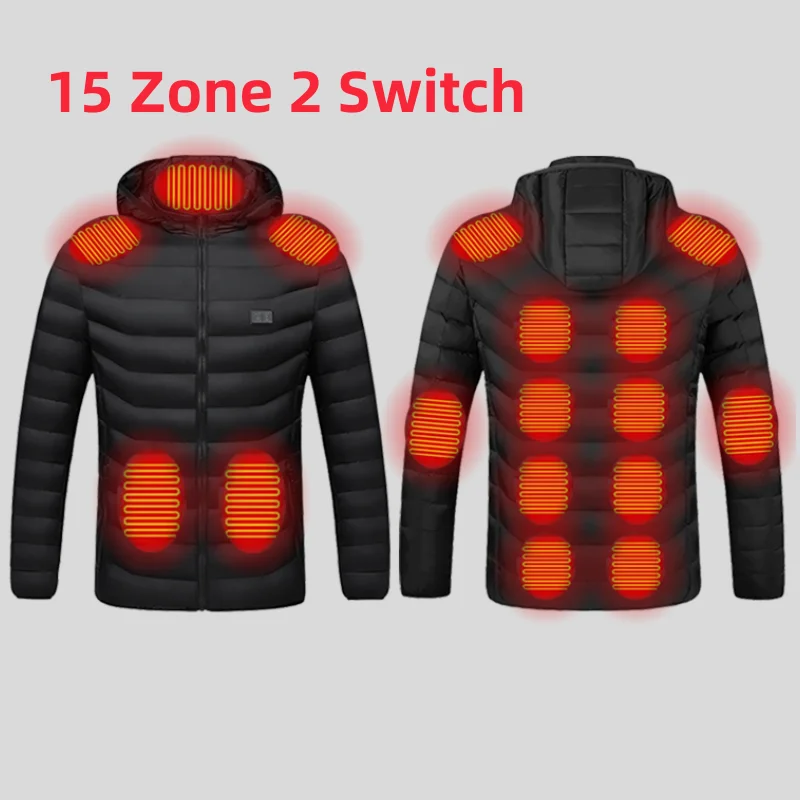 Heated Jackets For Men 4/9/11/13/15 Pack Included, Mens Lightweight Down Graphene Heated Jacket For Sports M-8XL