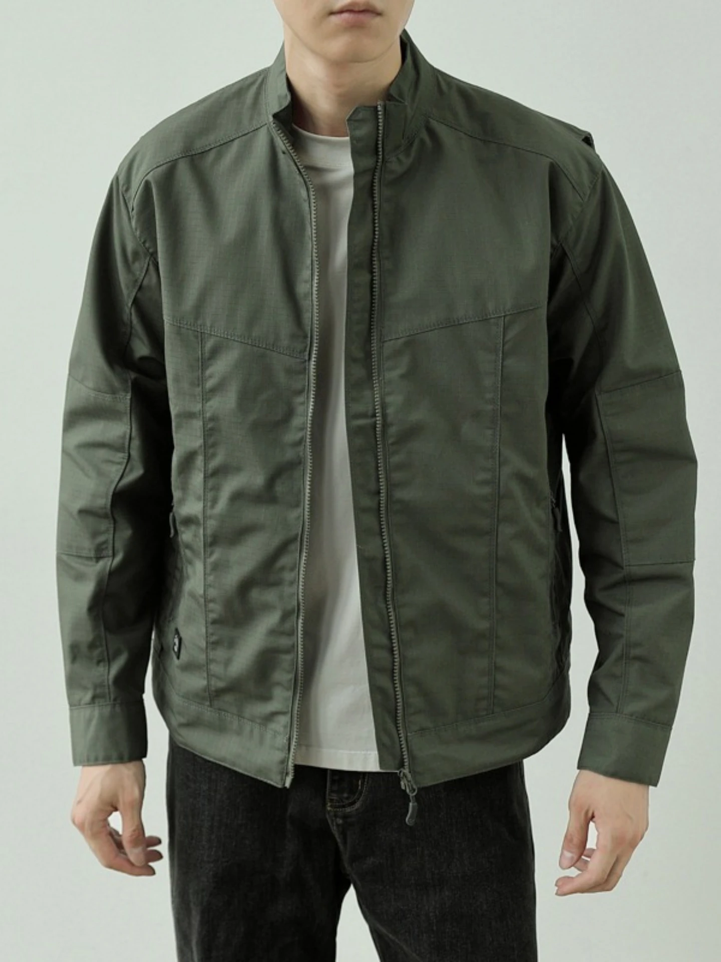 Autumn Winter Men's Casual Flight Jacket Three-Proof Stand Collar  Jacket Loose Fit Outdoor Wear Polyester Nylon Composi...