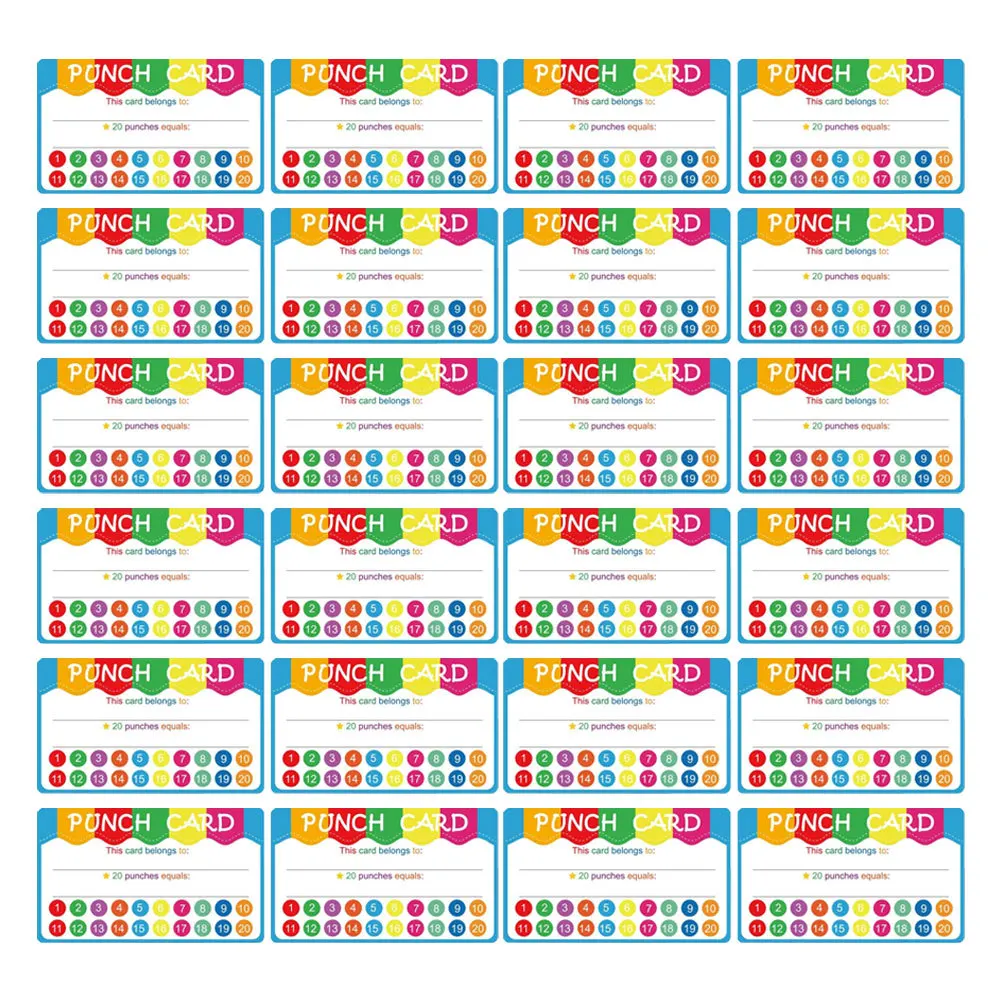 

50Pcs Classroom Reward Punch Cards Cartoon Design Incentive Teaching Encouragement Cards Motivational