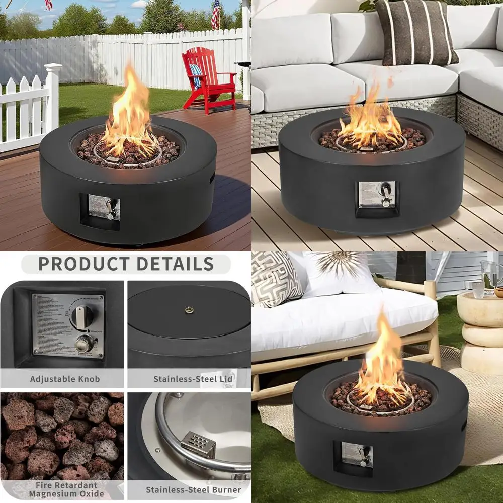 

30-дюймовый круглый уличный стол для костра на пропане с автоматическим зажиганием и устойчивой к атмосферным воздействиям стальной конструкцией, отопление 50 000 БТЕ