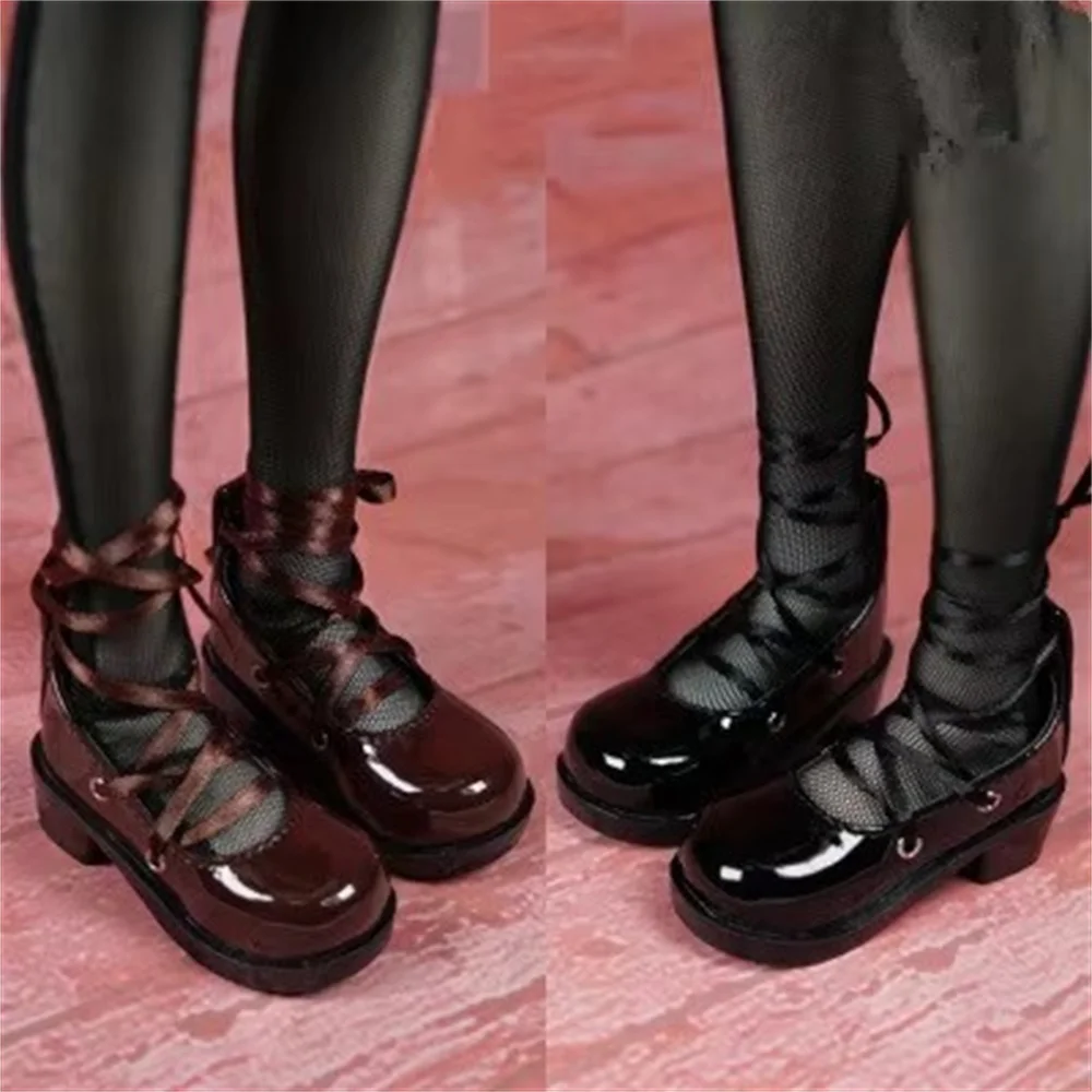 

BJD doll shoes are suitable for 1/3 1/4 size daily lacing student leather shoes flat shoes black brown 2 color doll accessories