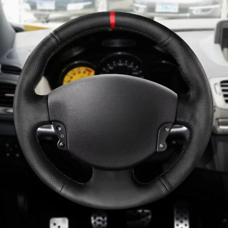 

Car Steering Wheel Cover Perforated Leather Trim For Renault Megane 2 2003 2004 2005 2006 2007 2008 Kangoo 2008 Scenic 2 03-2009
