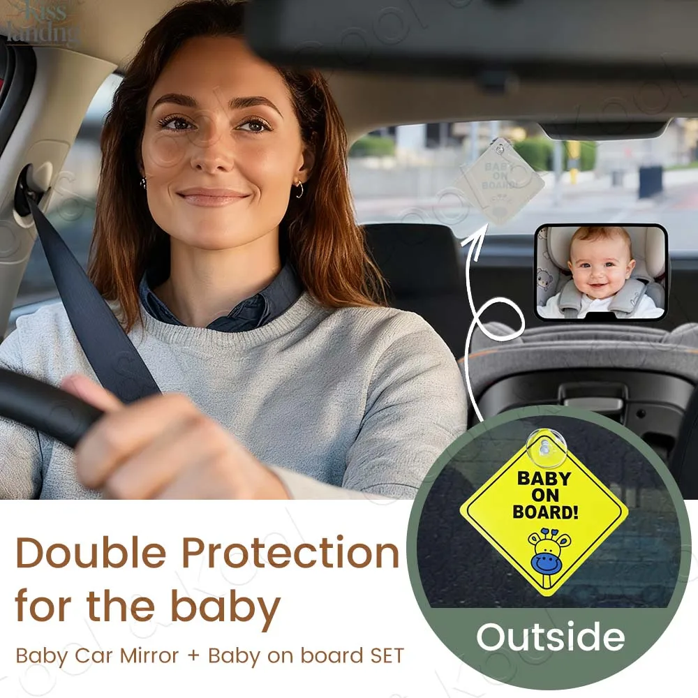 

360 ° Поворотное зеркало для наблюдения за ребенком в автомобиле с наклейками "Дитя в машине", HD-камера заднего вида для двойной защиты
