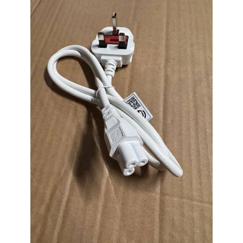 for British Plum Blossom Tail Power Cord White Laptop Charger Cable HK Plug 3 Core UK Standard