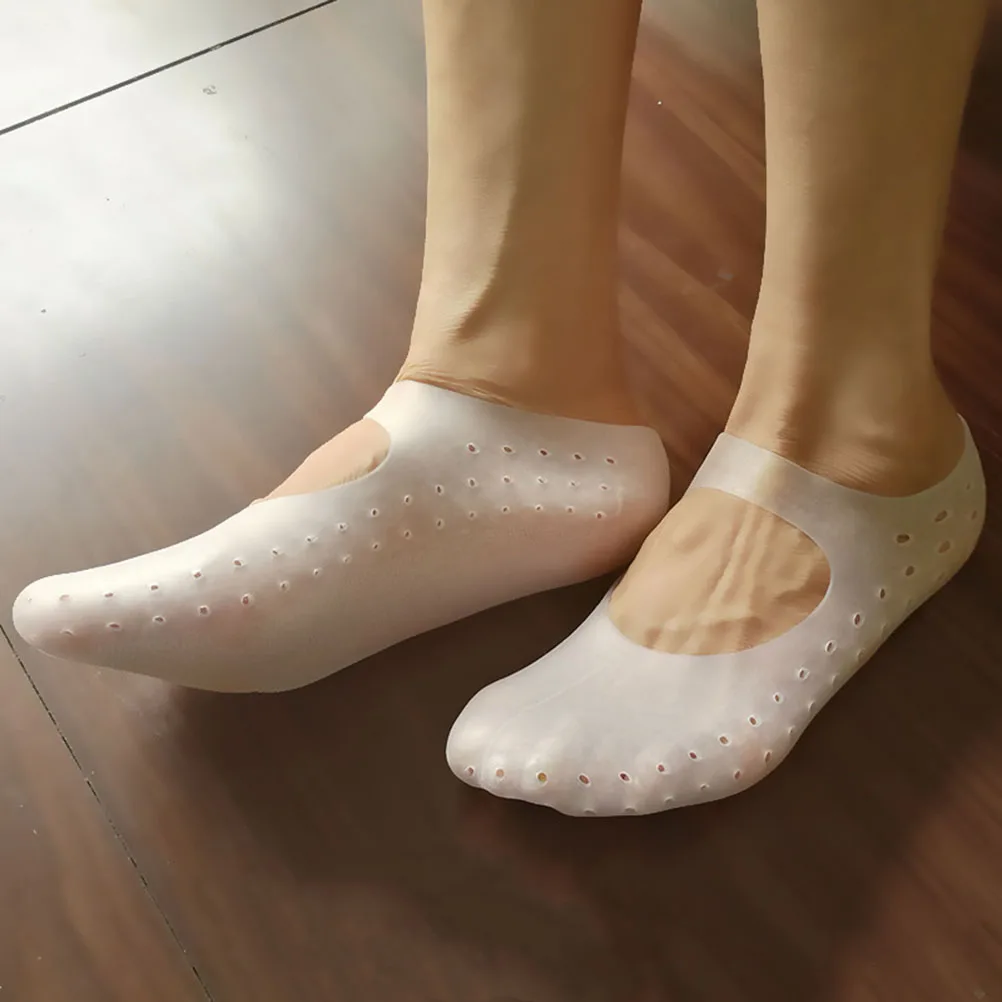 

Silicone Socks Soft Comfort Relief Foot Pain Reduce Friction Compatible Shoes Reusable Washable Cracked Feet Heel Gel Foot Care