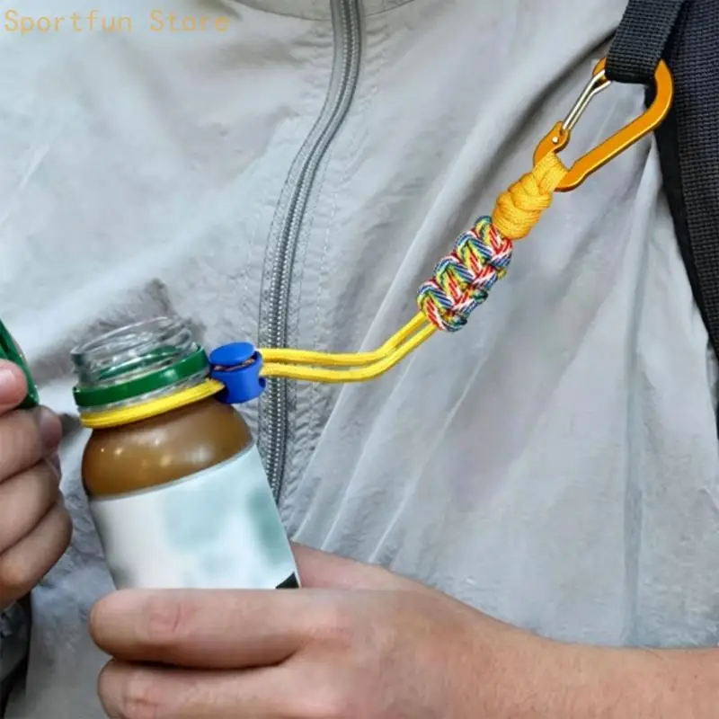 Camping Water Bottles Carry Lanyards with Adjustable Cord Hoop, Braided Clip Attachments for Small Items, Hiking and Commutes