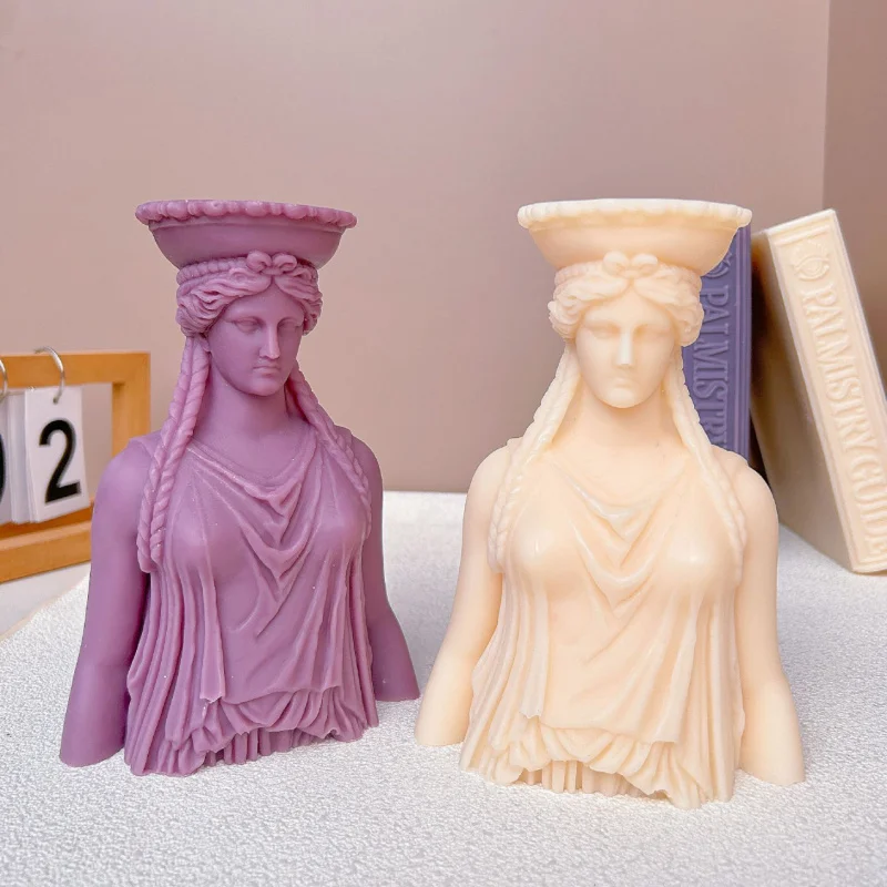 Ancient Greek Female Statue Mold Greece Women's Half-Length Portrait Candle Silicone Mold