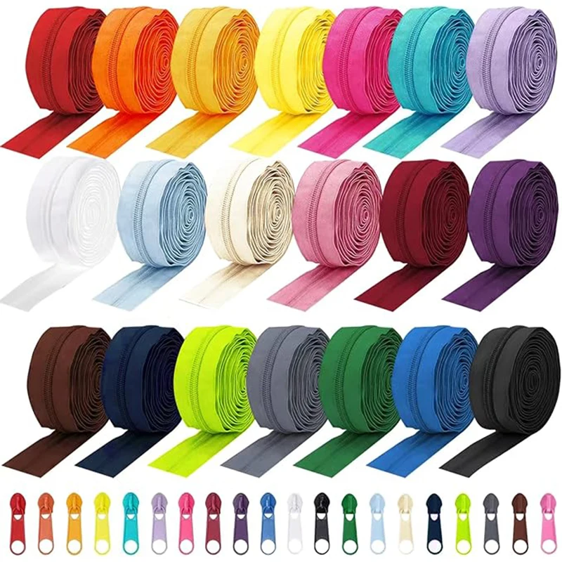 

2/5/10M #3 #5 Nylon Coil Zippers with Zipper Slider Sewing Zip At The Meter Apparel Closures Zips Repair Kit Ziper Puller Head
