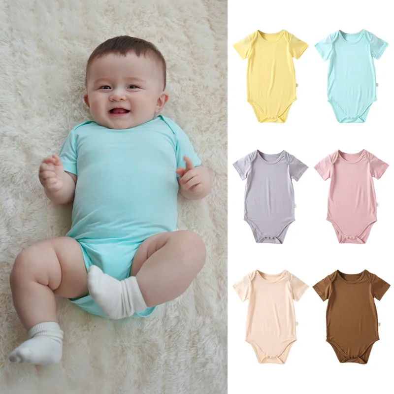 

Jenny&Dave Short sleeved baby fart jacket 2023 summer new bamboo fiber newborn clothing men and women baby triangle crawling clo