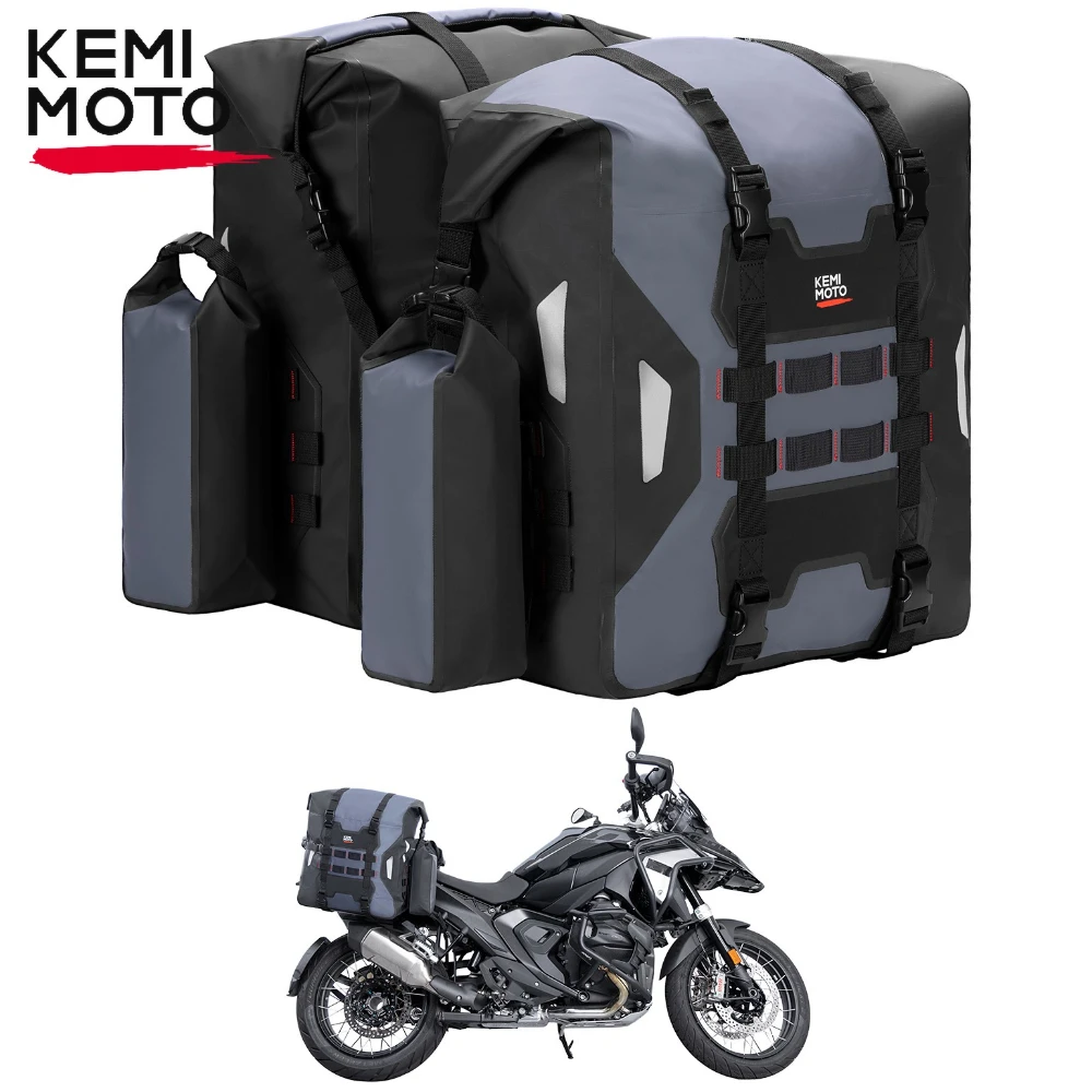 

Motorcycle Saddlebag Pannier Bags with Bottle Holders PVC Waterproof Travel Luggage Side Bag for Cruiser Off-Road ADV Bikes Bags