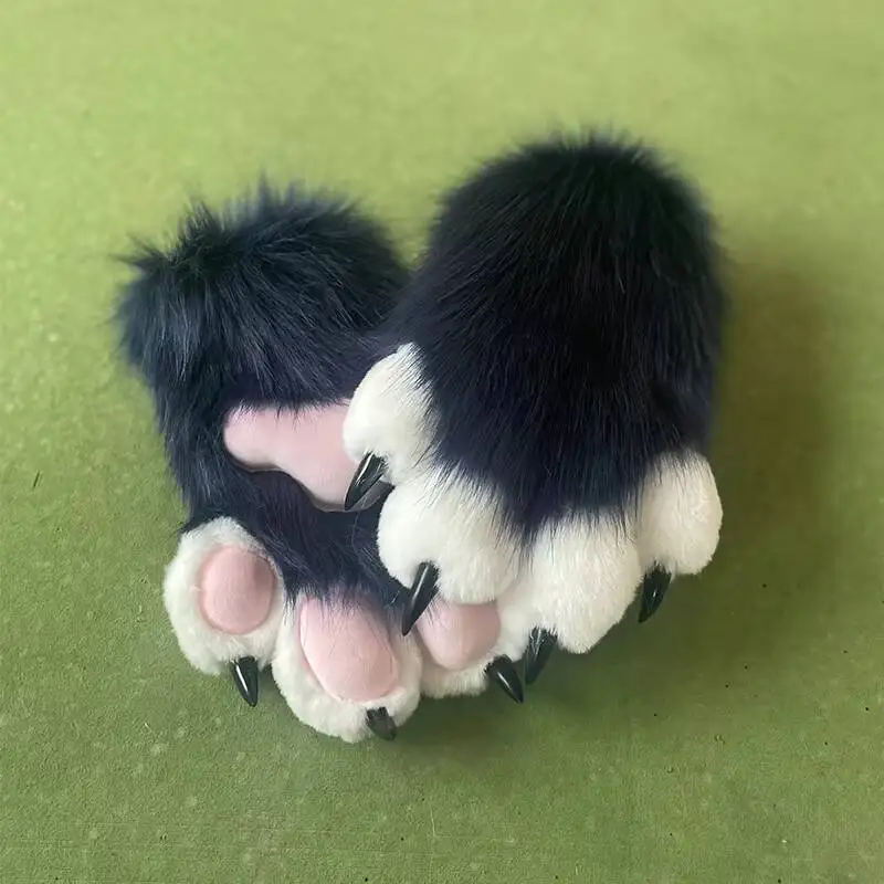 Nieuwe Fursuit Kigurumi Harige Dierenpoten Handschoenen Nagels Kig Cosplay Kostuum Wearable Harige Dieren Kleurrijke Klauwen Cos Rekwisieten Halloween