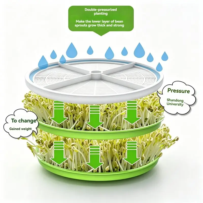 AB46-Intelligent Bean Sprouts Machine 2 Layers Large Capacity Seeds Growing Kit Seedling Germinator Intelligent Maker