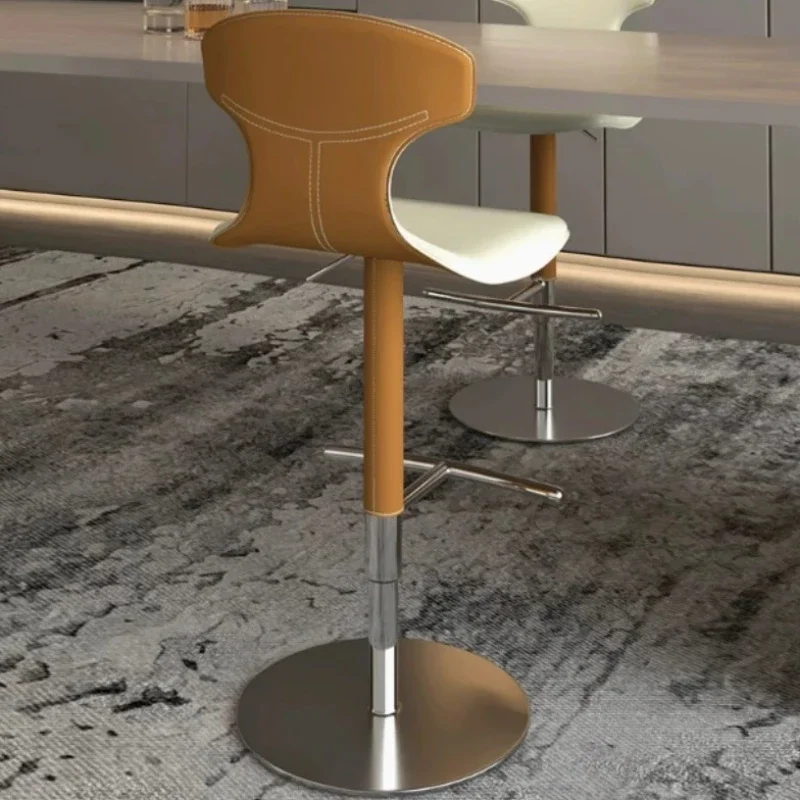 

Designer Minimalistic Bar Stools Modern Lounge Brown Comfortable Bar Chairs Swivel High White Taburete Cocina Home Furniture