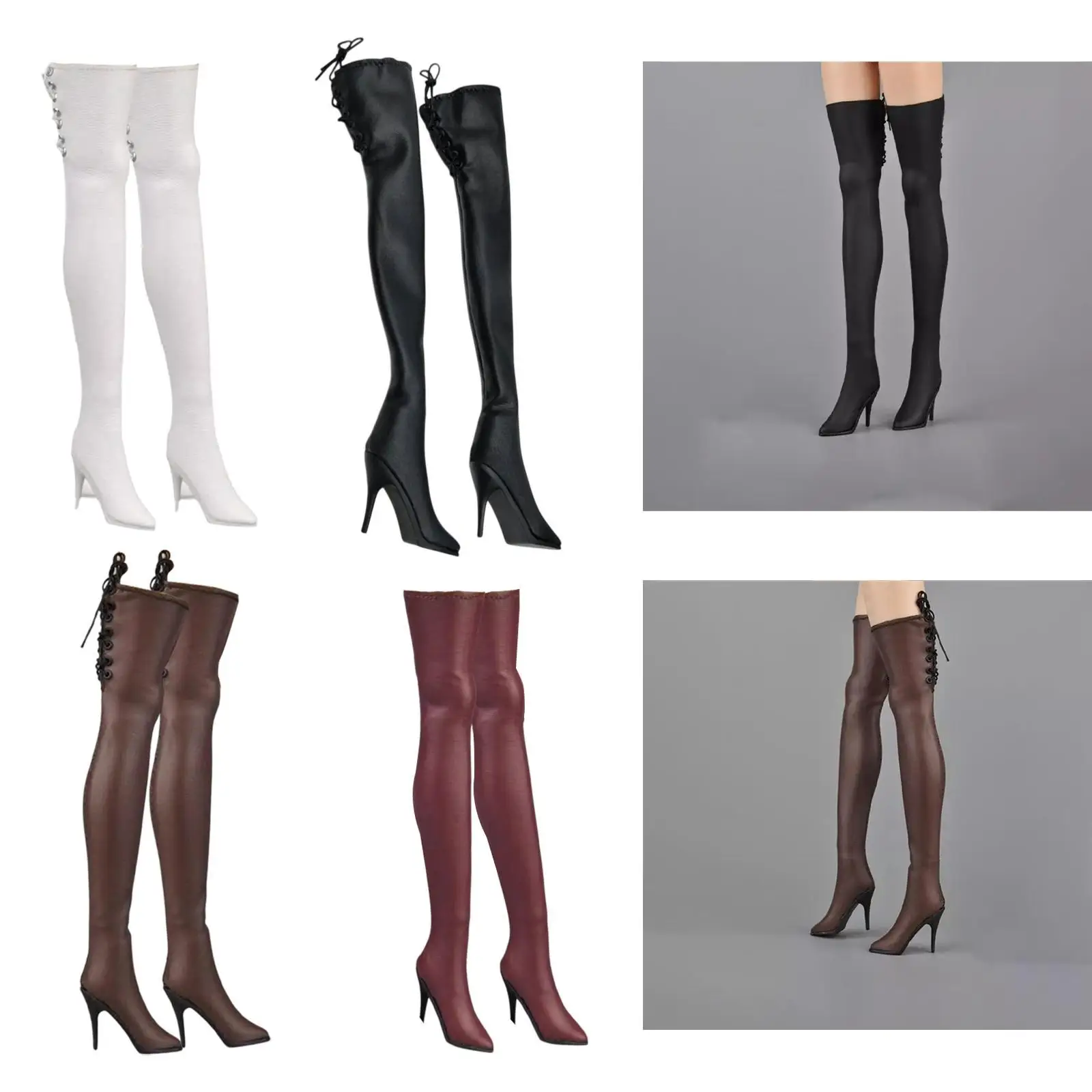 

High boots for action figures in scale 1/6, women's boots, fashionable costume