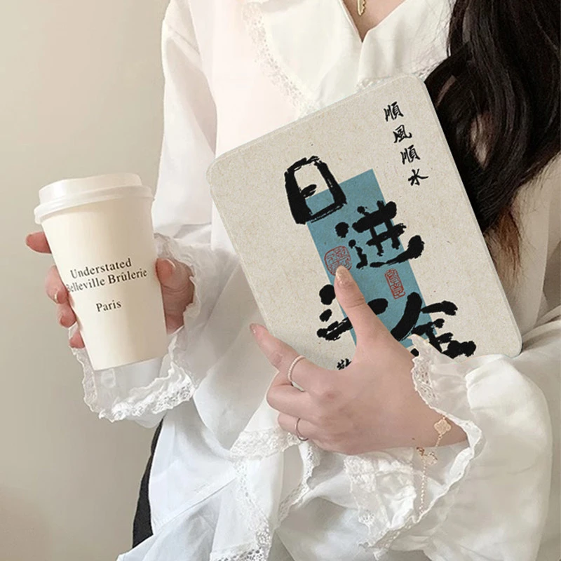 Chinese Characters Ins Y2K 360° Rotation Cover For iPad Pro 13 11th M5 M4 12.9 A16 10 8 7 9th 10th Air 11 M2 M3 Mini Tablet Case