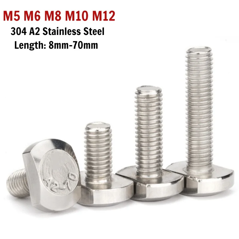 M5 M6 M8 M10 M12 304 Stainless Steel T Bolt GB37 T-Slot Hammer Head Bolt for Press Die Mold Clamping Machine