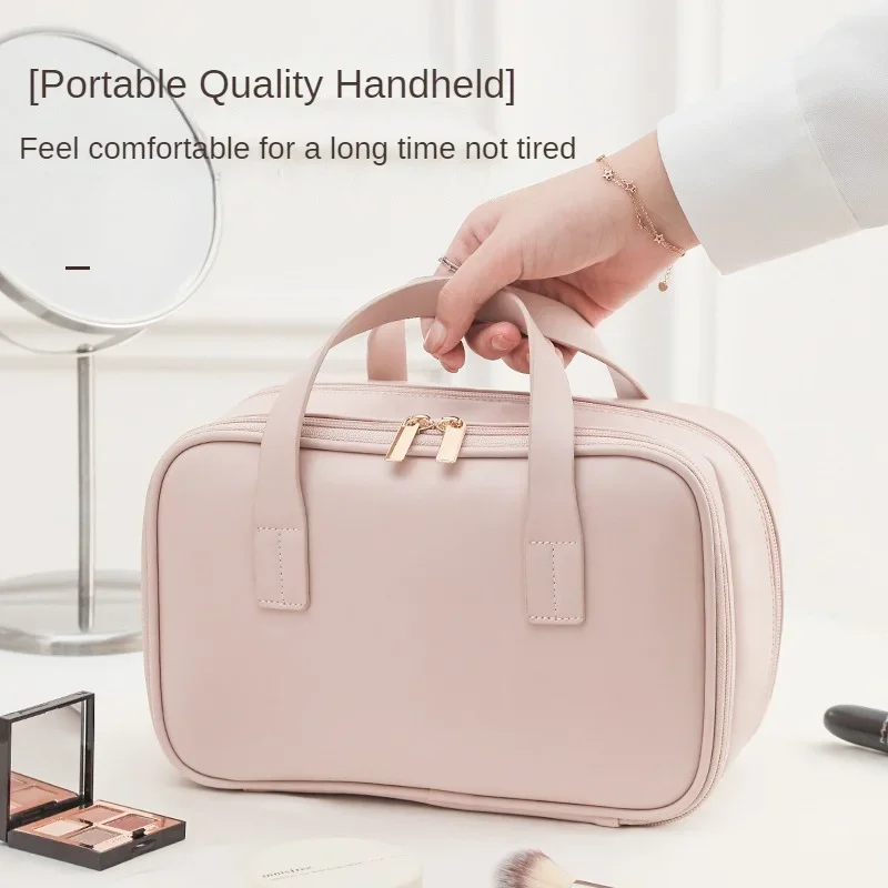 Large-capacity Cosmetic Bag Organizer Portable PU Leather Waterproof Makeup Storage Bag Travel Handbag Toiletry Bags 2024 New