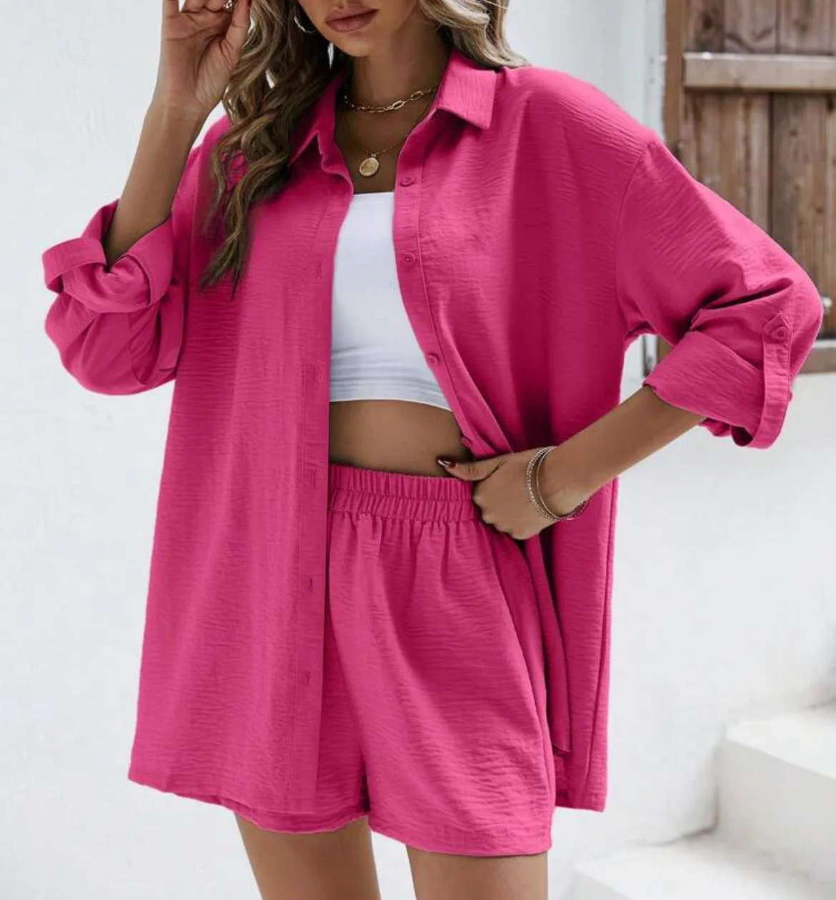 Neue Frauen Casual Lose tops + Kurze Hosen Sets Für Frauen 2025, Sommer Frauen Zwei Stücke Set Weibliche Outfit Kleidung reine Baumwolle Set