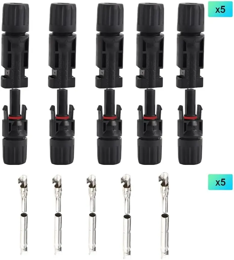 10PCS IP67 Waterproof Solar Connector Solar Panel Cable 5 Pairs PV Connectors Male/Female (5Pairs 10AWG)