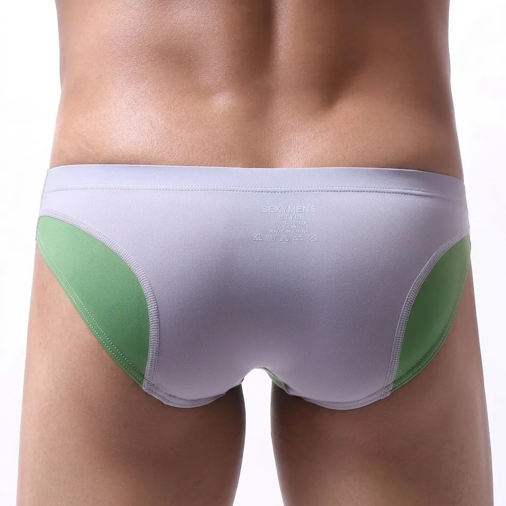 Sexy Low Waist Men's Briefs Underwear U-shaped Pouch Casual Contrast Color Underpants Breathable Stretch Panties