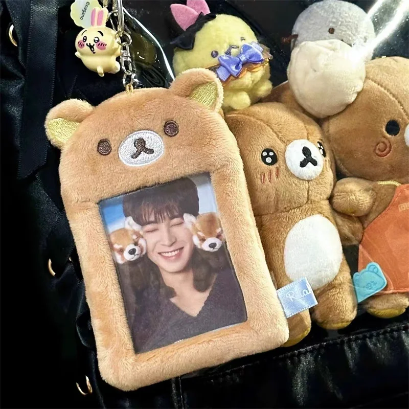

Rilakkuma Anime ID Card Holders Keychains Relax Bear Cartoon Passport Cover Key Ring School Bus Bank Cards Bags Pendants Gifts