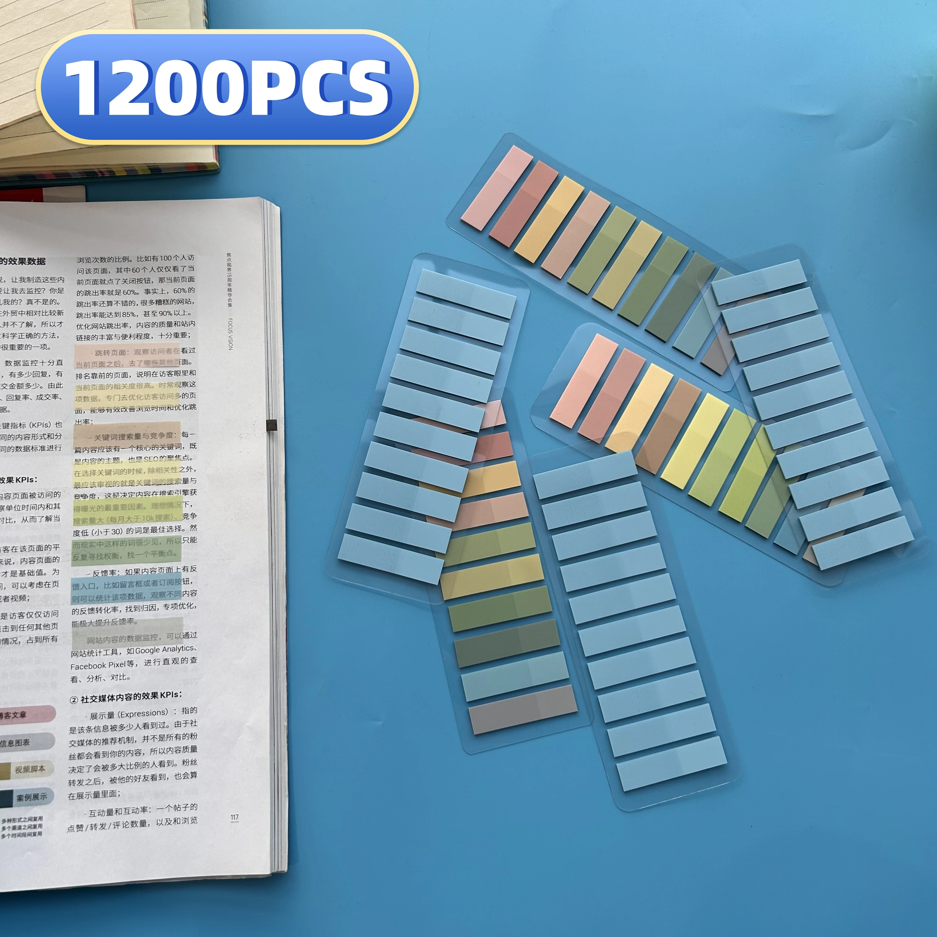 1200 Sheets Cute Stickers Memo Pad Bookmarks Sticky Notes Set for School Office Aesthetic Stationery Pouch Supplies