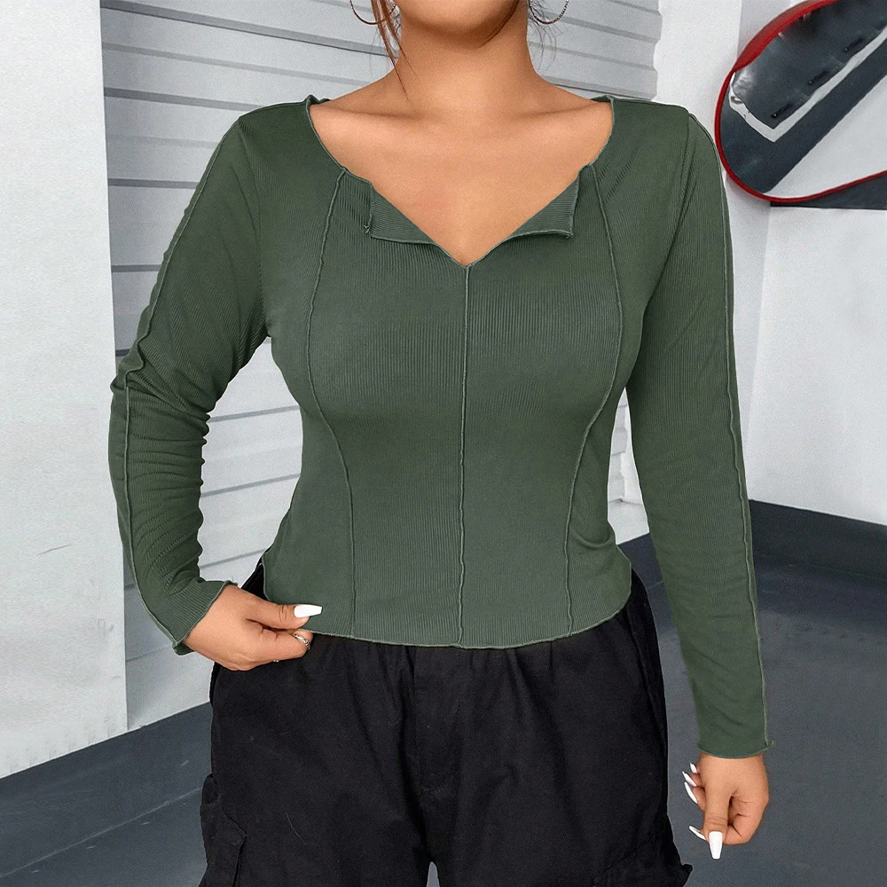 

Fashion Long Sleeve Crop Tops Shirts And Blouses Dropshipping Cheap Things Knitting Woman Plus Size Clothes Ladies Tshirt 2025