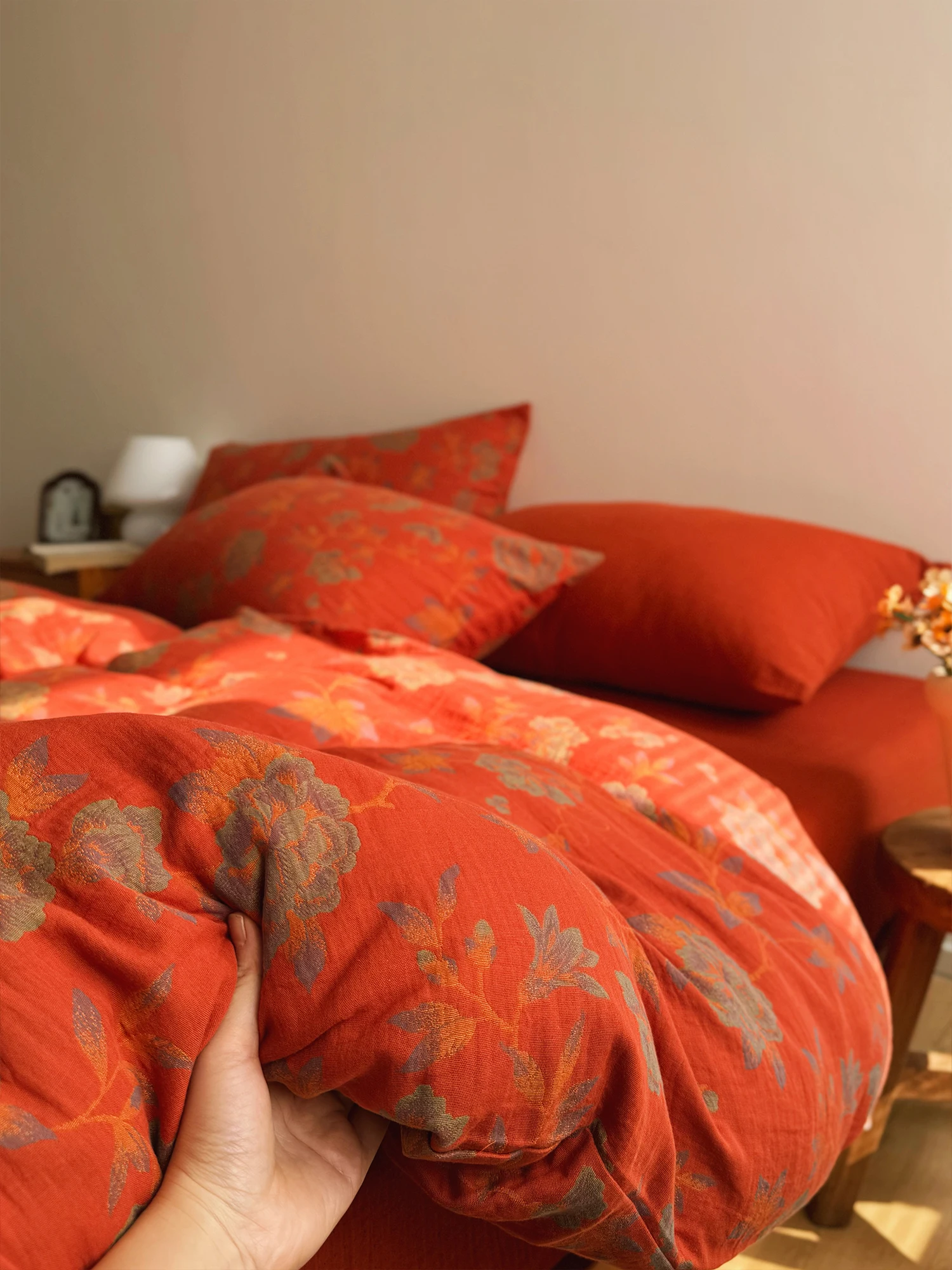 

Ретро-покрывало из хлопка, однослойное, двухслойное, из чистого хлопка, комплект постельного белья с цветочным узором в деревенском стиле