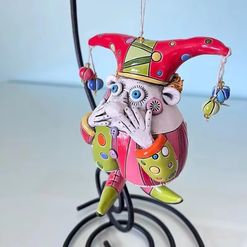 Ornamen Lonceng Angin Badut Halloween Ornamen Taman Luar Ruangan Hadiah Dekoratif Resin