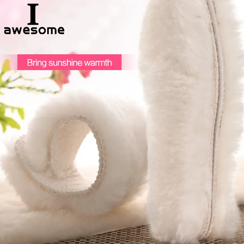 الشتاء الحقيقي الفراء الصوف النعال الرجال النساء الدافئة ساخنة لينة سميكة الدافئة الكشمير الثلوج الأحذية بطانة حذاء إدراج النعال جلد الغنم الطبيعي