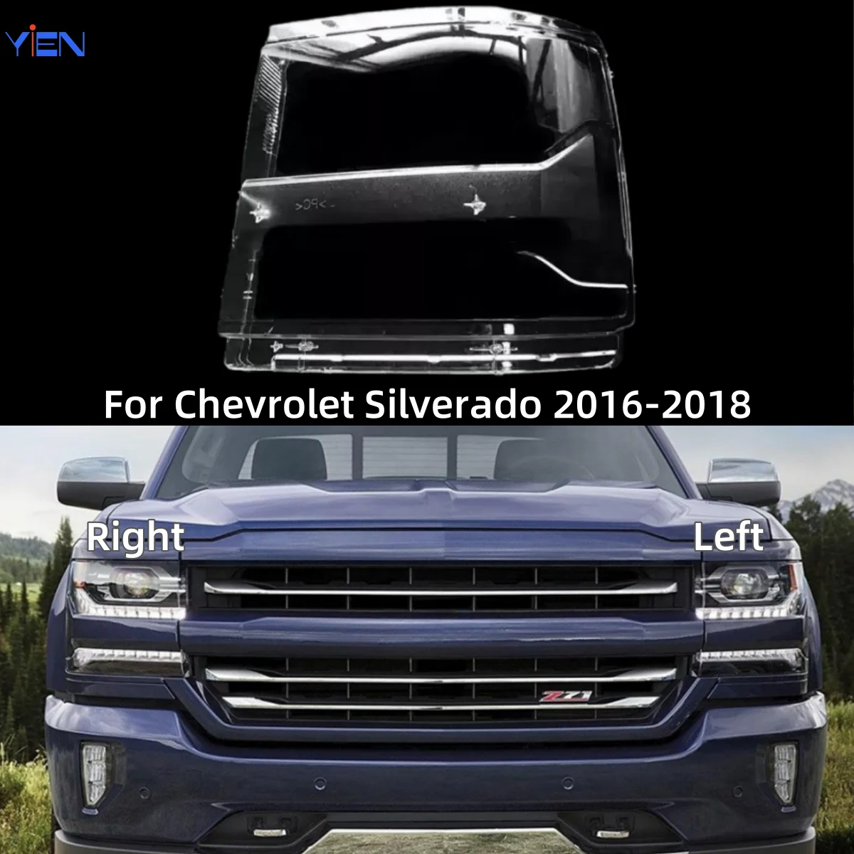 

For Chevrolet Silverado 2016 2017 2018 Automotive Accessories Headlight Lens It has good transparency and light transmission