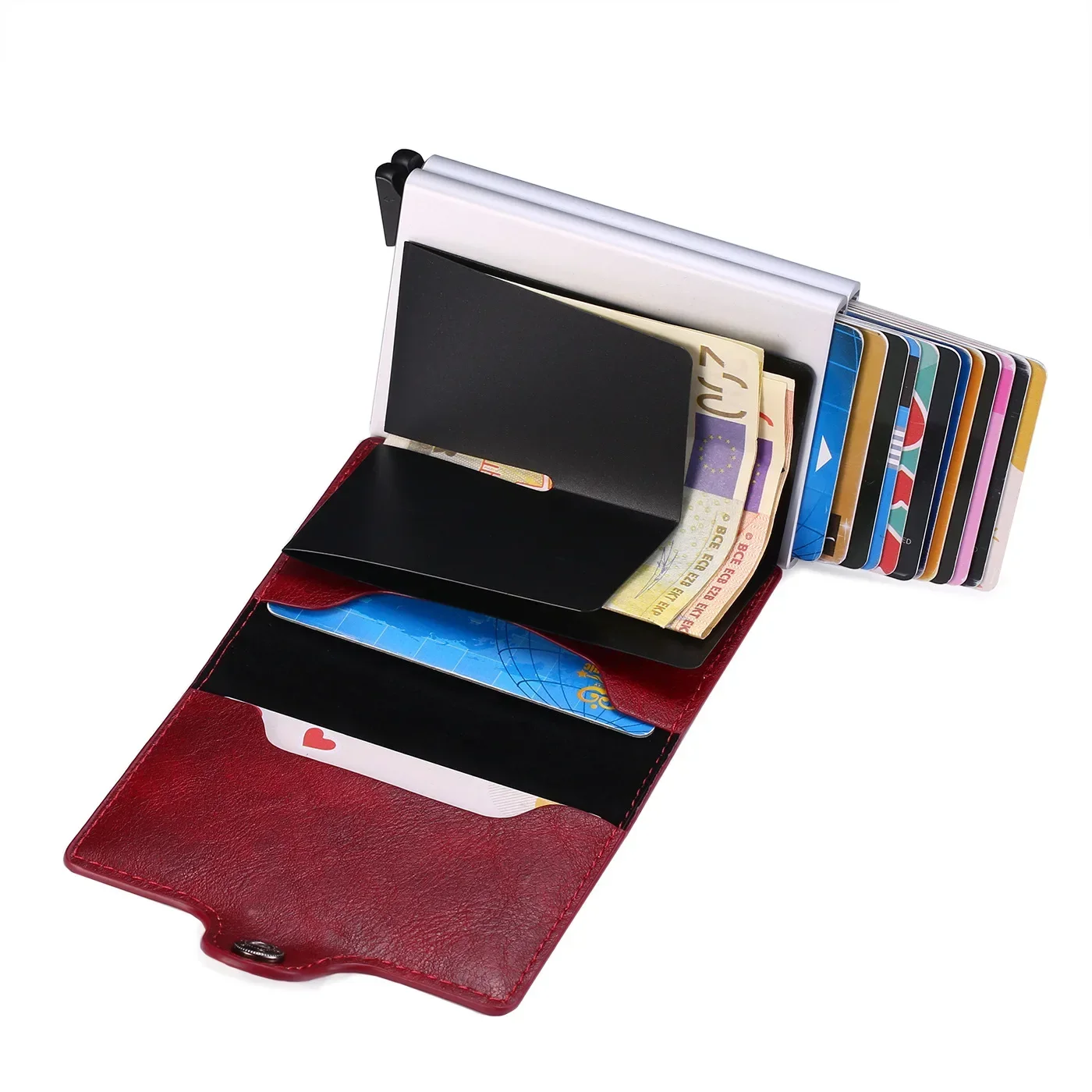 RFID Herren Kartenbrieftasche aus Kohlefaser, Schlanke Mini-Geldbörse mit 14 Kartenfächern, Kleine Geldtasche, Herren-Geldbörsen – Detail 21