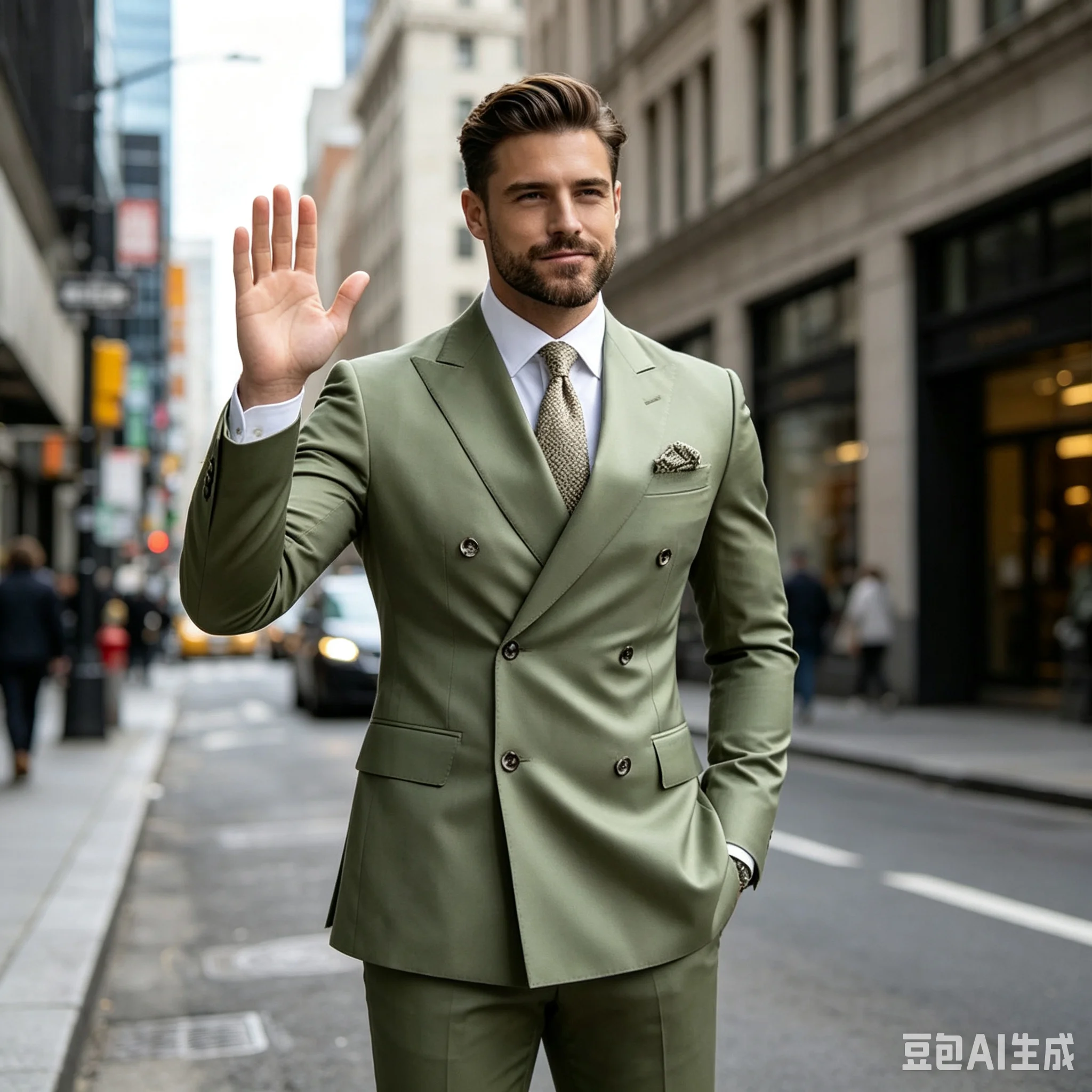 

Green Men's Double Breasted Tuxedo Business Suit Slim Fit Peak Lapel Formal Jacket & Pants Set for Wedding Party Prom Outfits