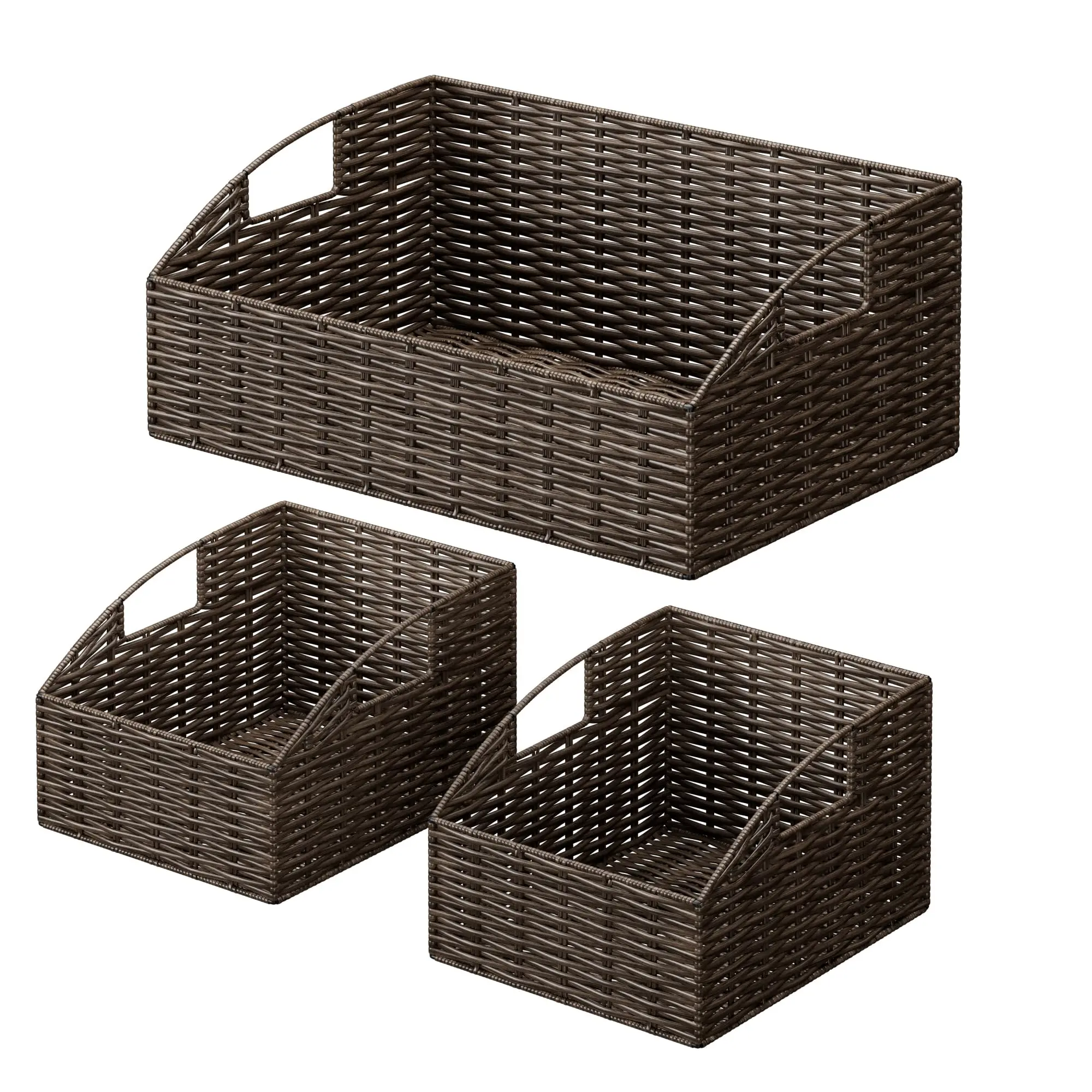 

Handwoven Rattan Storage Baskets With Built-In Handles For Shelf Bedroom Bathroom Kitchen