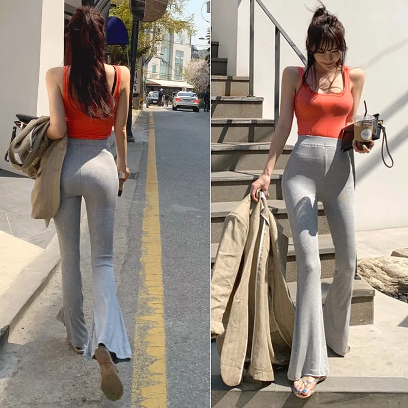 Cómodos pantalones de yoga Bell Bot de cintura alta Primavera 202 Recién llegado Dongda Gate Faion Ropa de mujer Algodón elástico Tro...