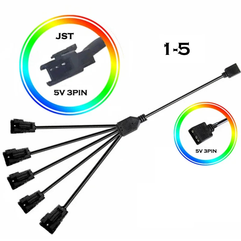 Moederbord RGB AURA SYNC Adapter Kabel JST SM Adapter Kabel JST-3P SM3P SM4P 1-5 Spiltter EL Draad Snoer overdracht Mannelijke/Vrouwelijke