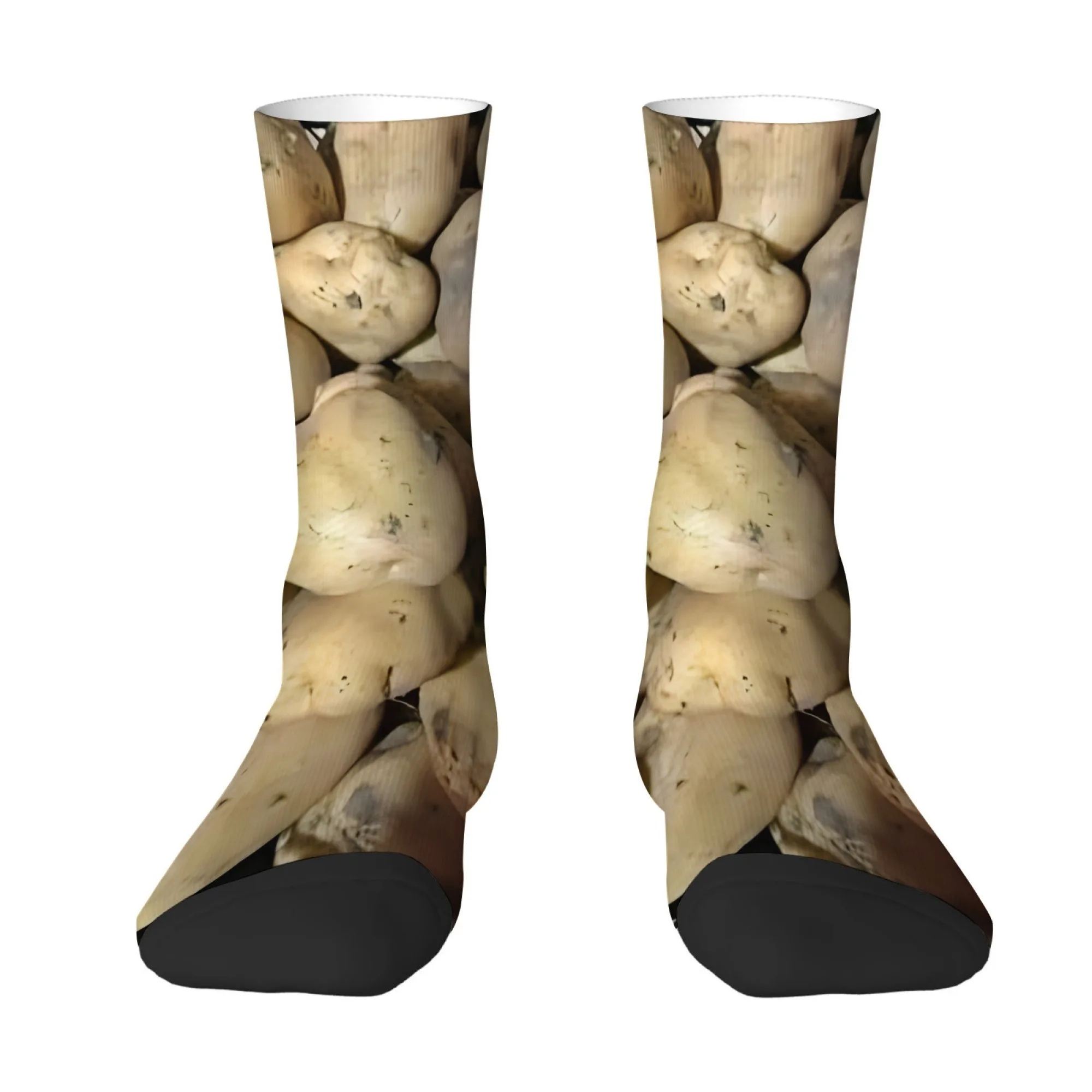 Men's Realistic Potato Print Socks All-Over Potato Beige Texture & Russet Breathable Durable Casual & Themed Funny Novelty