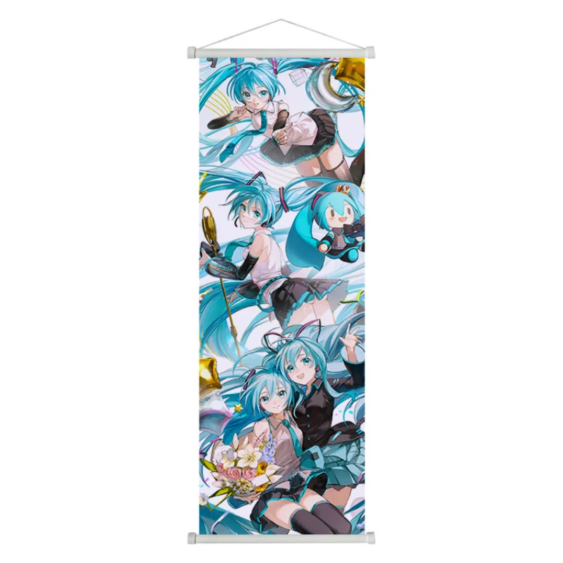 Hatsune Miku Scroll Canvas Painting Kawaii Home Decor Wall Hanging Anime Poster Art Wall Children Bedroom Decoration Gifts