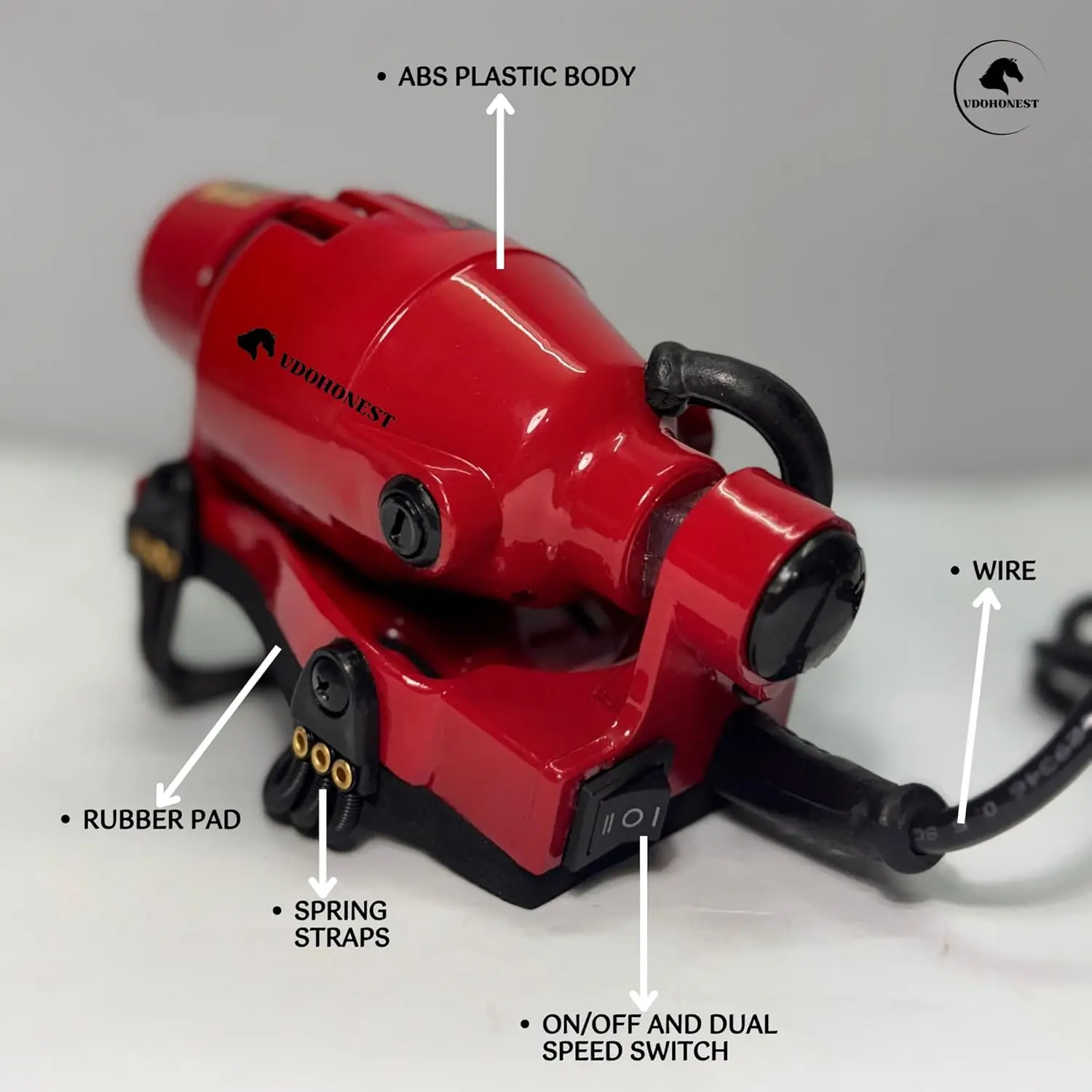 عمل عائم قوي مزدوج السرعة لتدليك الجسم بالكامل يعمل بالطاقة الكهربائية، مدلك الحلاق باللون الأحمر