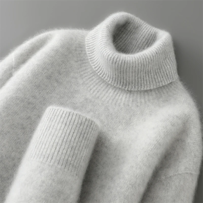 Men Fall Winter Turtleneck Sweater Knitted Soft First Line Ready to Wear Clothing Jumpers Basic 100% Wool Pullovers for 2025