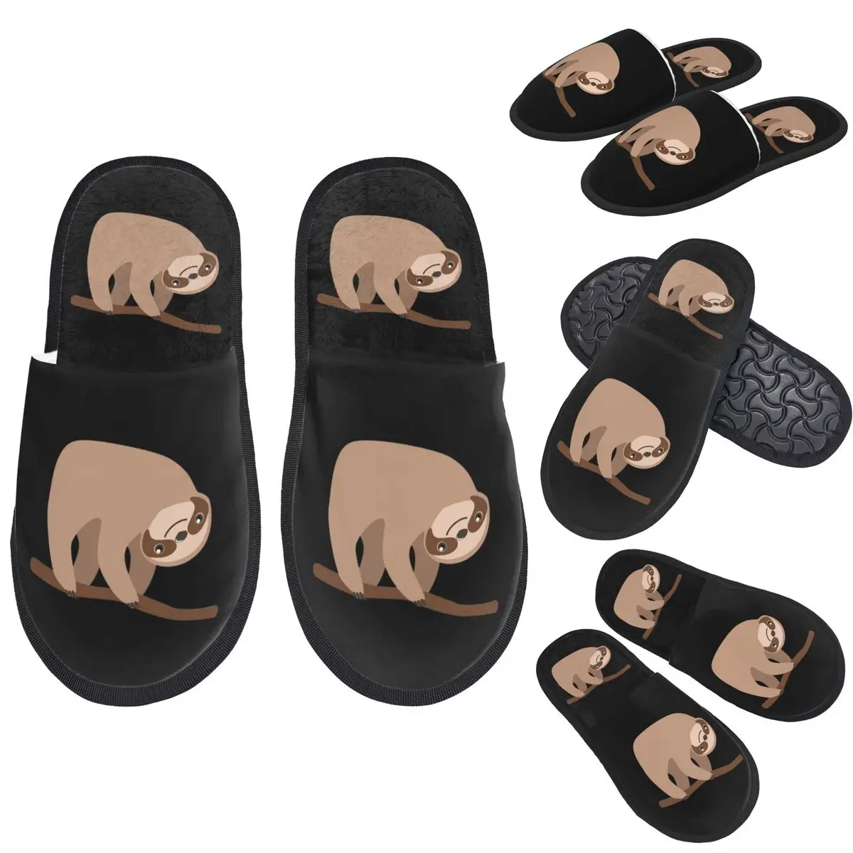 Custom Cute Baby Cartoon Sloth Design Slippers Memory Foam Warm Soft Women House Slipper Bedroom Fluffy Shoes