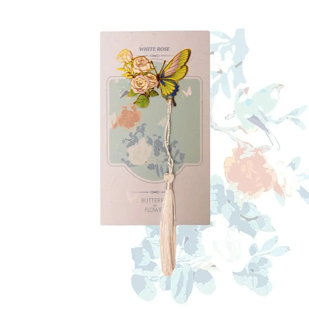 Hollow Tassel Butterfly Bookmarks Pendant Reading Metal Bookmarks Book Clip Chinese Style Flower Bookmarks Office Supplies