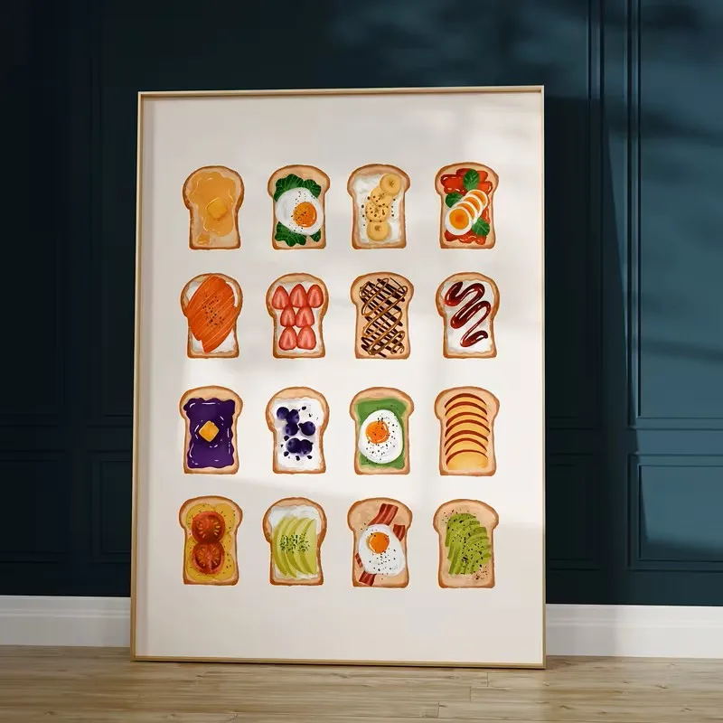 

Modern Art Print on Canvas Poster - A Delicious Toast Variation That Is Perfect for Decorating Kitchens, Bedrooms Living Rooms.