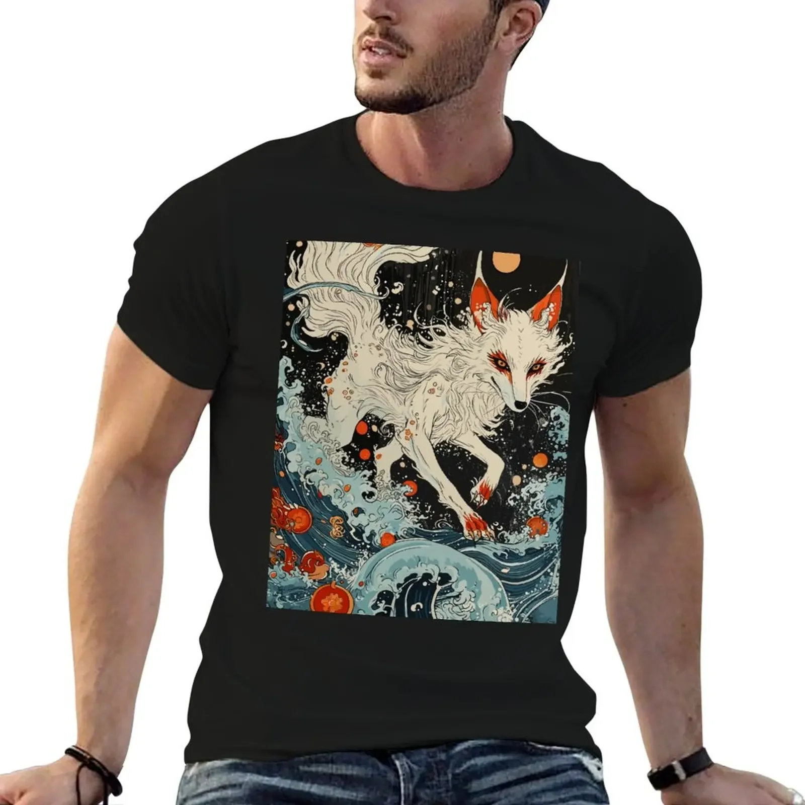 

A Japanese Kitsune Art 04 T-Shirt rapper graphic tees graphics vintage animal prinfor boys men t shirts